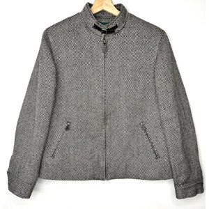 Vintage Lauren Ralph Lauren Wool Equestrian Jacket Women 12 Full Zip Houndstooth
